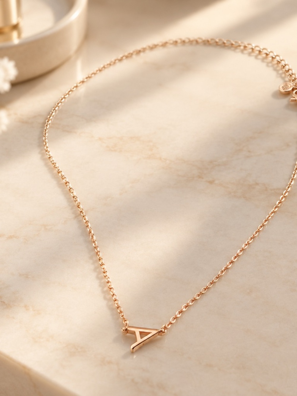 Rose Gold Initial 'A' Pendant Necklace - Minimal Everyday Jewelry